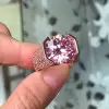 10.4ct Round Cut Pink Sapphire Bold Allover Paved Ring