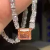 6ct Radiant Cut Padparadscha Sapphire Statement Necklace
