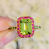 5ct Emerald Cut Multicolor Sapphire Halo Cocktail Ring