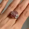 11ct Cushion Cut Pink Sapphire Three Stone Engagement Ring
