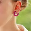  6.25ct Art Deco Invisible Ruby & White Sapphire Swirl Earrings 