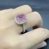 5ct Cushion Cut Pink Sapphire Halo Engagement Ring