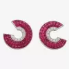  6.25ct Art Deco Invisible Ruby & White Sapphire Swirl Earrings 