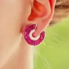  6.25ct Art Deco Invisible Ruby & White Sapphire Swirl Earrings 