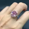 5ct Cushion Cut Pink Sapphire Halo Engagement Ring
