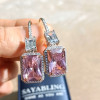 16ctw Radiant Cut Pink Sapphire Classic Drop Earrings
