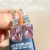 16ctw Radiant Cut Pink Sapphire Classic Drop Earrings
