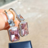 16ctw Radiant Cut Pink Sapphire Classic Drop Earrings