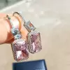 16ctw Radiant Cut Pink Sapphire Classic Drop Earrings