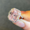 6.7ct Radiant Cut Pink Sapphire Halo Engagement Ring