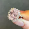 6.7ct Radiant Cut Pink Sapphire Halo Engagement Ring