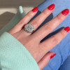 4.1ct Halo Princess Cut White Sapphire Engagement Ring