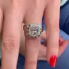 4.1ct Halo Princess Cut White Sapphire Engagement Ring