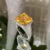 12ct Princess Cut Yellow Sapphire Bold Paved Ring