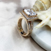 Cluster Princess Cut White Sapphire Bridal Set in Rose Gold