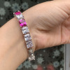 30ctw Princess Cut White and Pink Sapphire Tennis Bracelet
