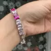 30ctw Princess Cut White and Pink Sapphire Tennis Bracelet