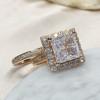 Cluster Princess Cut White Sapphire Bridal Set in Rose Gold