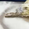 Cluster Princess Cut White Sapphire Bridal Set in Rose Gold