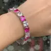 30ctw Princess Cut White and Pink Sapphire Tennis Bracelet