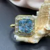 9.5ct Princess Cut Aquamarine Gradient Color Engagement Ring