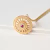Red Lab-created Gemstone Yellow Gold Tone Lucky Eye Necklace