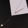 Simple Pearl Pendant Sterling Silver Long Necklace