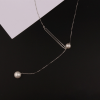 Simple Pearl Pendant Sterling Silver Long Necklace