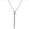 Woman Rhinestone Metal Pendant Long Tassel Necklace