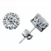 Round Cut White Sapphire Crown Stud Earrings