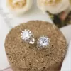 Round Cut White Sapphire Crown Stud Earrings