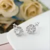 Round Cut White Sapphire Crown Stud Earrings