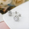 Round Cut White Sapphire Crown Stud Earrings