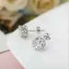 Round Cut White Sapphire Crown Stud Earrings