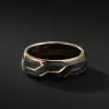 Geommetric Lines Forged Carbon Men's Ring in Sterling Silver