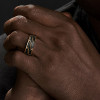 Geommetric Lines Forged Carbon Men's Ring in Sterling Silver