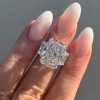 8.4ct Radiant Cut White Sapphire Three Stone Engagement Ring