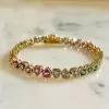 21ctw Heart Cut Multicolor Sapphire Rainbow Bracelet
