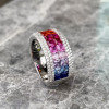 6.2ctw Princess Cut Rainbow Sapphire Wedding Band