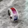 6.2ctw Princess Cut Rainbow Sapphire Wedding Band