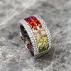 6.2ctw Princess Cut Rainbow Sapphire Wedding Band
