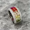 6.2ctw Princess Cut Rainbow Sapphire Wedding Band