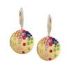 Flush Set Sandblasted Disc Starry Drop Earrings