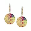 Flush Set Sandblasted Disc Starry Drop Earrings