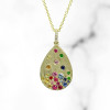 Flush Set Multicolor Waterdrop Starry Pendant Necklace