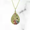 Flush Set Multicolor Waterdrop Starry Pendant Necklace