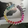 22ctw Round Cut Rainbow Sapphire Tennis Bracelet