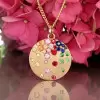 Flush Set Multicolor Sapphire Starry Pendant Necklace