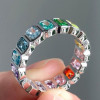 10ctw Radiant Cut Multicolor Sapphire Rainbow Eternity Ring