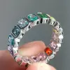 10ctw Radiant Cut Multicolor Sapphire Rainbow Eternity Ring